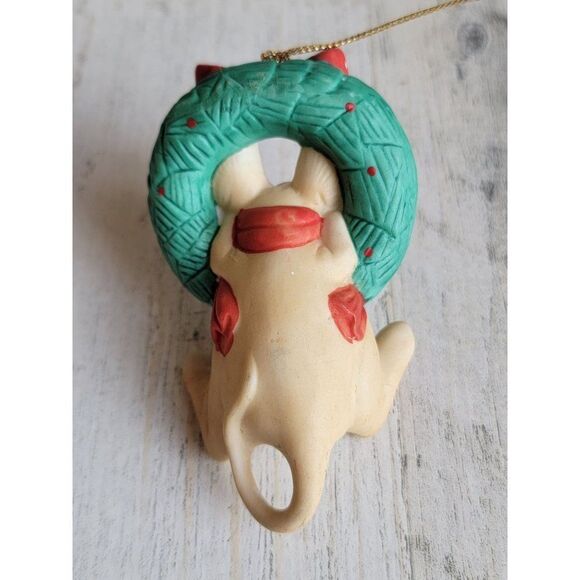 Ceramic wreath hanging Mouse cute ornament Xmas - Picture 5 of 6